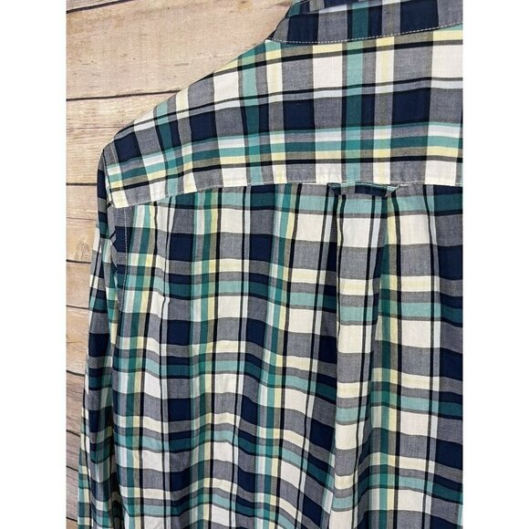 American Eagle Mens Small Athletic Fit Plaid Button Down Shirt Blue White Yellow - Picture 9 of 12